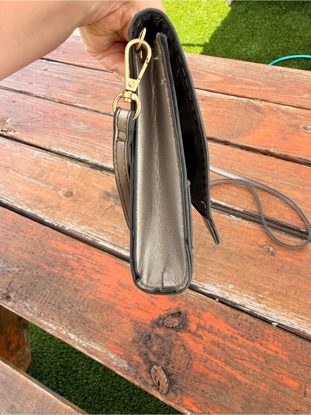 summer & rose Taupe Crossbody Bag with Gold Hardware